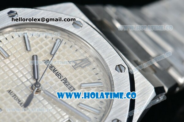 Audemars Piguet Royal Oak Swiss ETA 2824 Automatic Full Steel with White Dial and Stick Markers - 1:1 Origianl (ZF) - Click Image to Close
